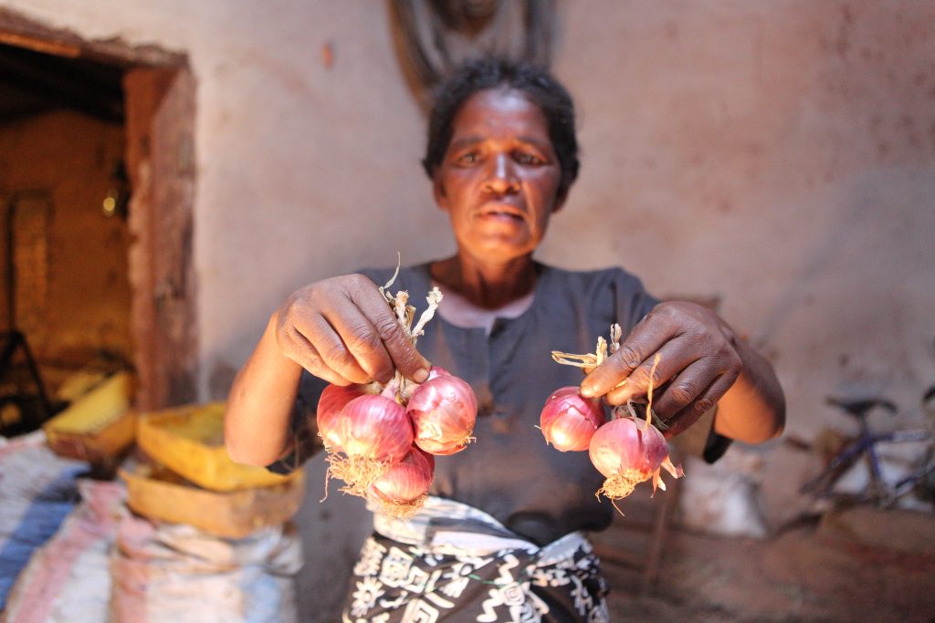 Mme Felicie, productrice d'oignon à Betroka, membre de l'Union Tanjona appuyée par le Programme DEFIS